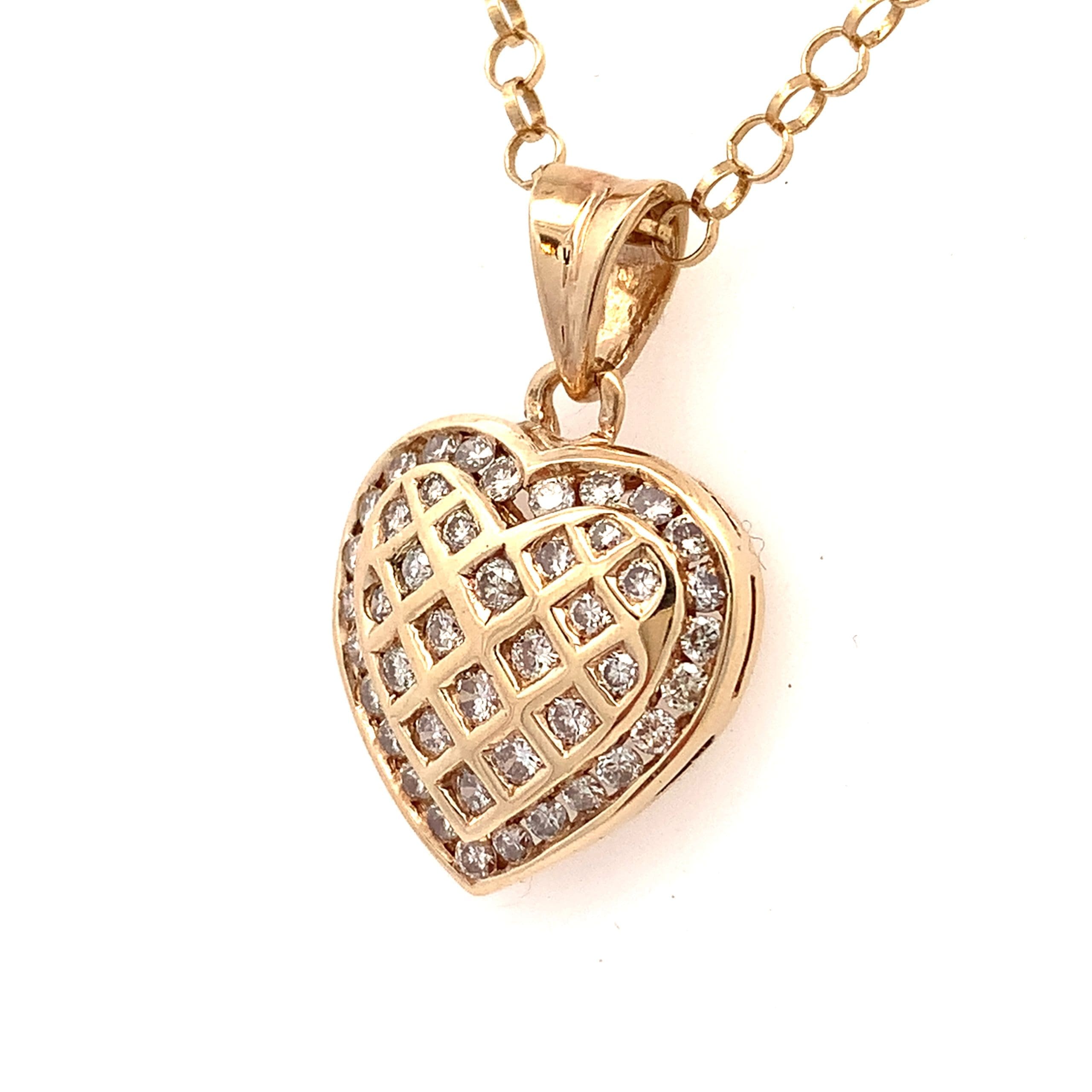 Yellow Gold Diamond Heart Necklace
