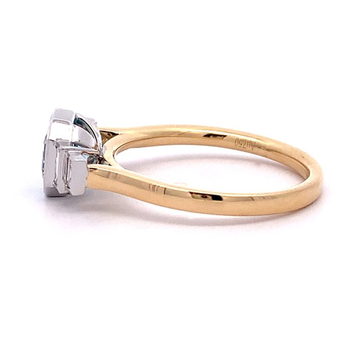 Aquamarine and Diamond Deco Ring