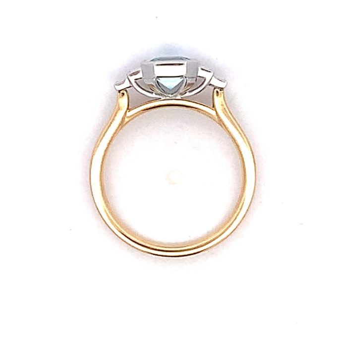 Aquamarine and Diamond Deco Ring