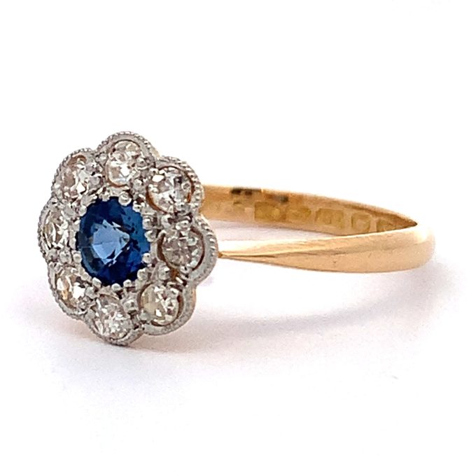 Vintage Sapphire and Diamond Daisy Ring