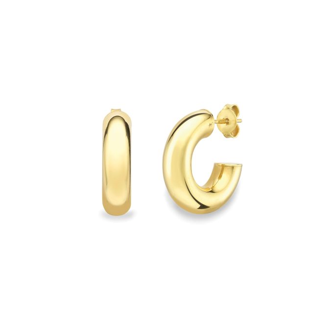 Yellow Gold Chunky 3/4 Hoop Earrings