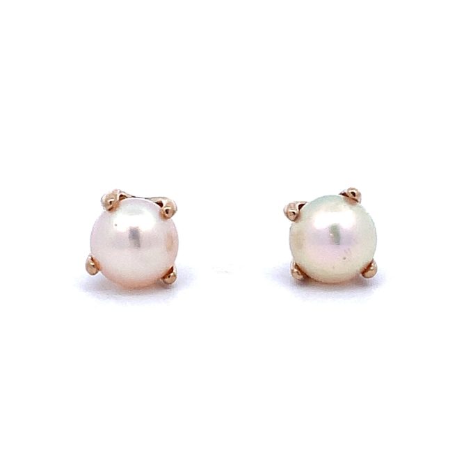 White Pearl Yellow Gold Stud Earrings
