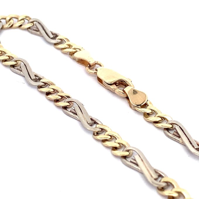 9ct Two Tone Gold Infinity Link Bracelet