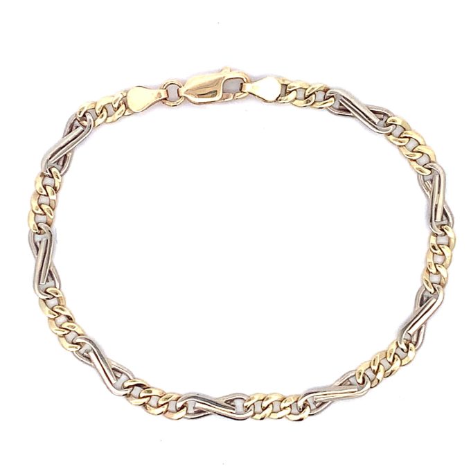 9ct Two Tone Gold Infinity Link Bracelet