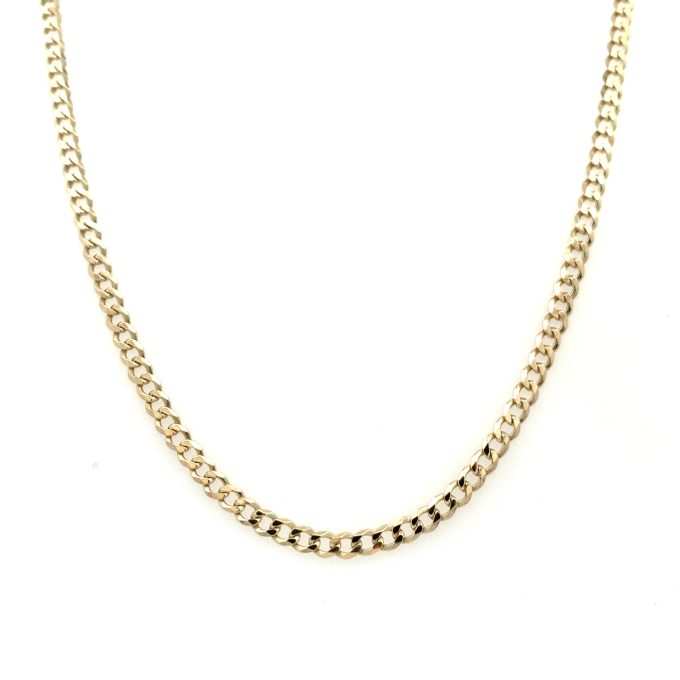 9ct Yellow Gold Bombe Curb Link Chain - 24 Inch