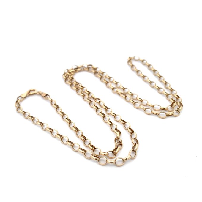 9ct Yellow Gold Open Belcher Link Chain - 24 Inch