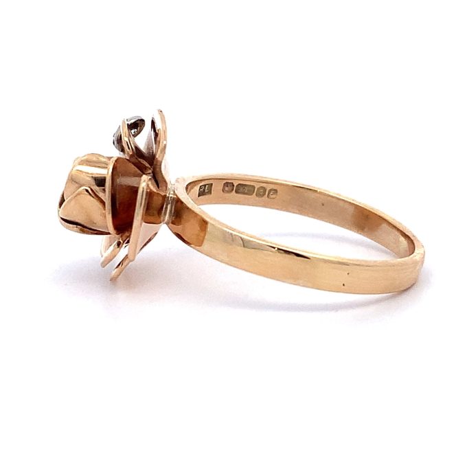9ct Rose Gold Diamond Set Rose Ring
