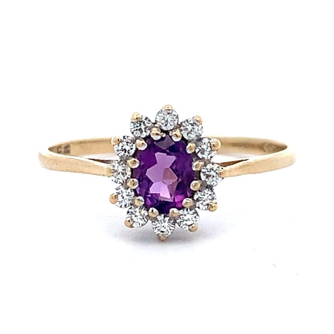 Amethyst and CZ Cluster Ring