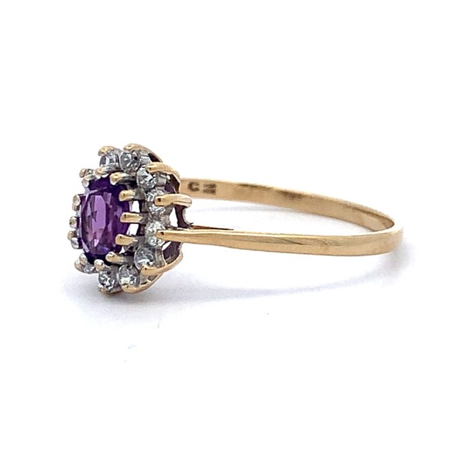 Amethyst and CZ Cluster Ring