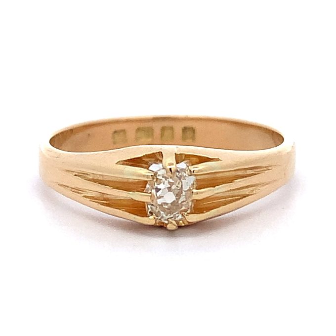 Antique Mine Cut Diamond Solitaire Ring