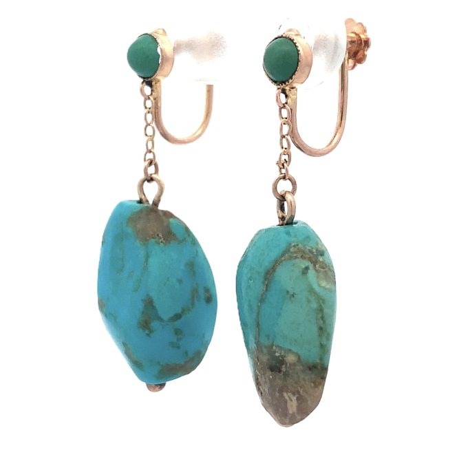 Antique Gold and Turquoise Drop Earrings
