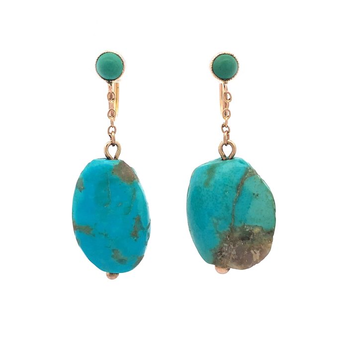Antique Gold and Turquoise Drop Earrings
