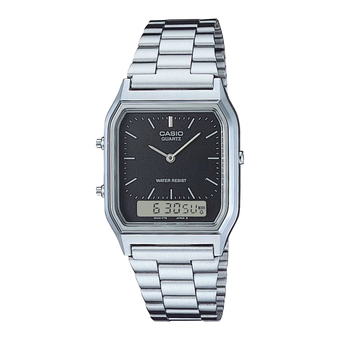 Casio Vintage Black Dial Steel Watch AQ-230A-1DMQYES