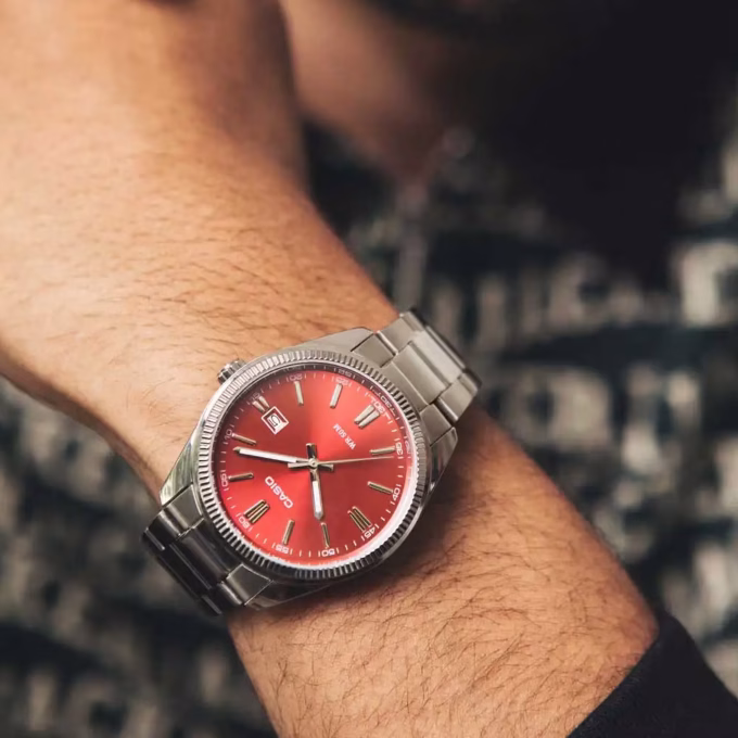 Casio Red Dial Watch MTP-1302PD-4AVEF