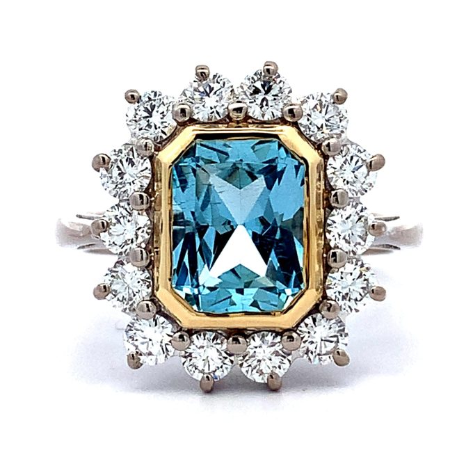 2.02ct Aquamarine and Diamond Dress Ring