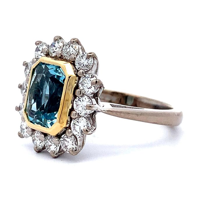 2.02ct Aquamarine and Diamond Dress Ring