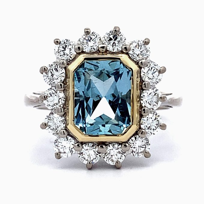 2.02ct Aquamarine and Diamond Dress Ring