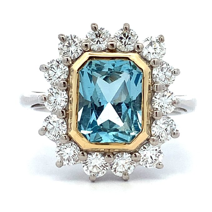 2.02ct Aquamarine and Diamond Dress Ring