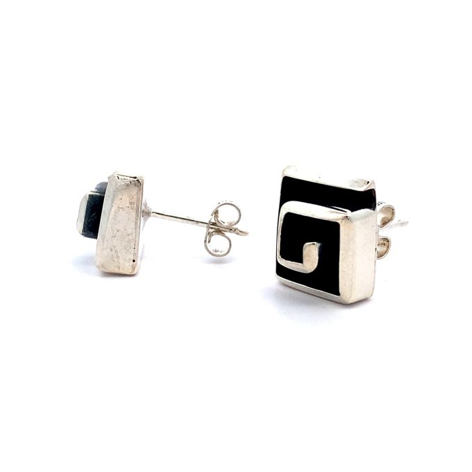 Silver Spiral Stud Earrings