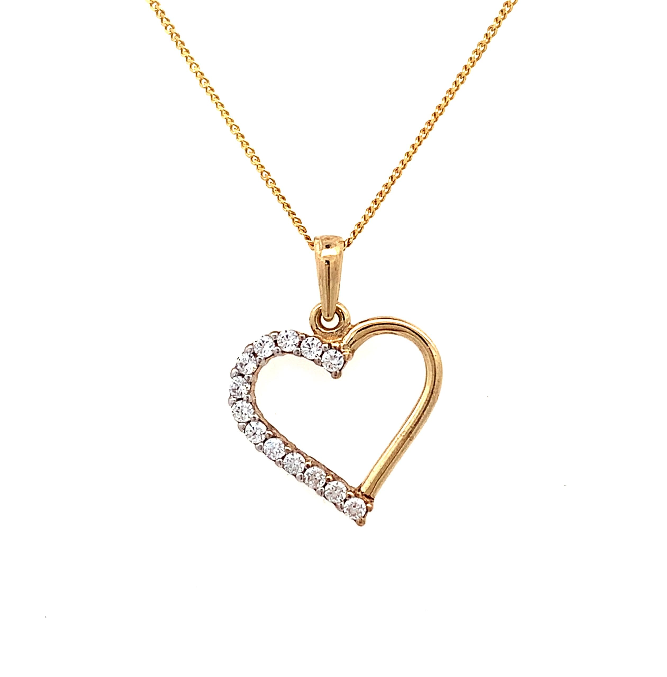 Yellow Gold CZ Heart Necklace