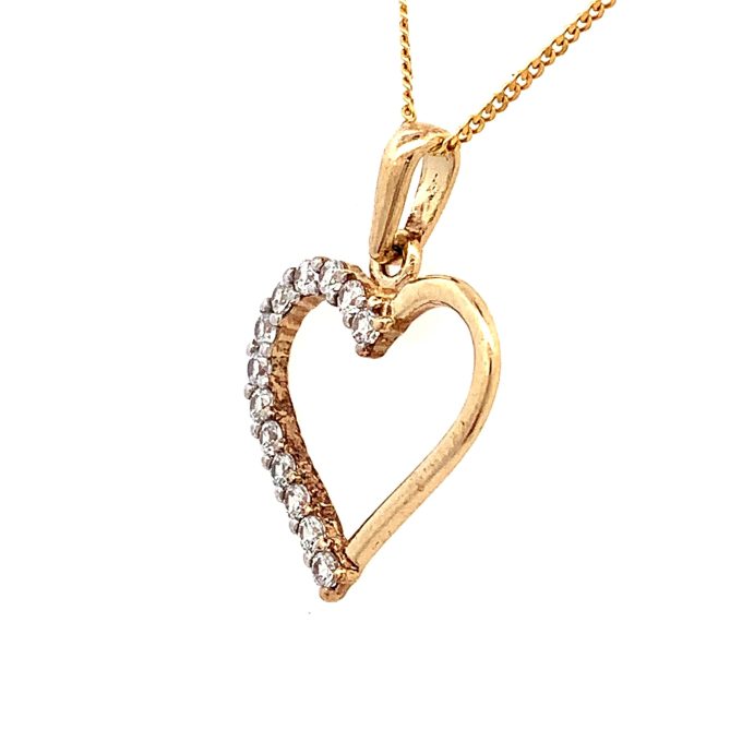 Yellow Gold CZ Heart Necklace