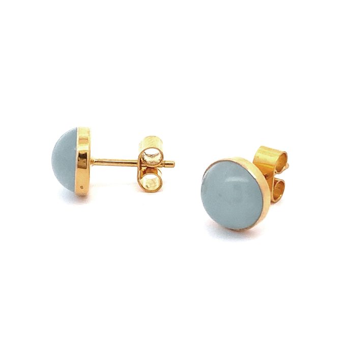 18ct Yellow Gold Aquamarine Stud Earrings