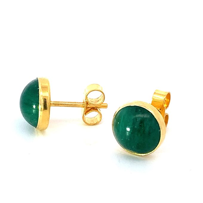 18ct Yellow Gold Emerald Stud Earrings