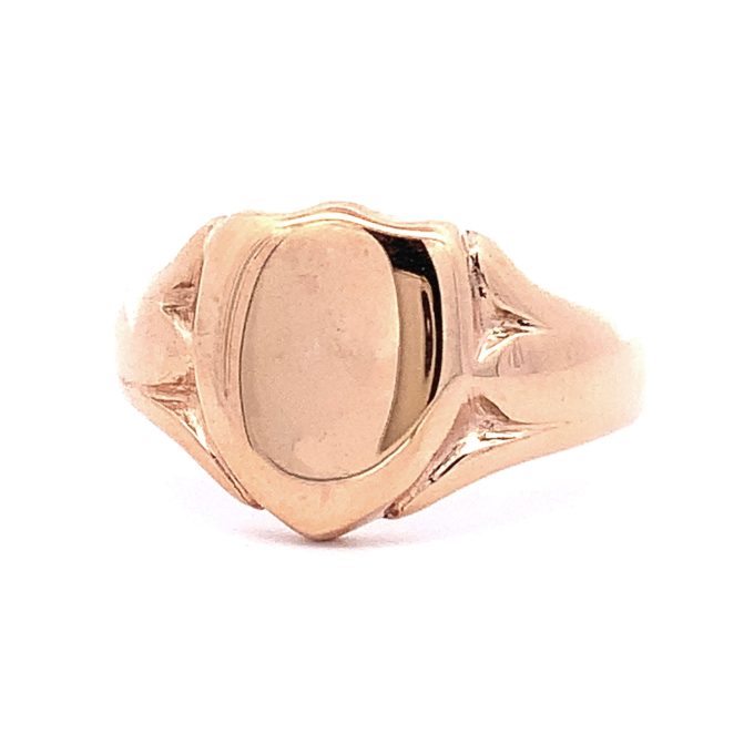 Antique Rose Gold Shield Top Signet Ring