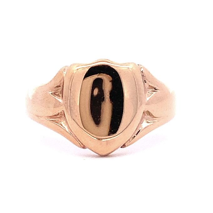 Antique Rose Gold Shield Top Signet Ring