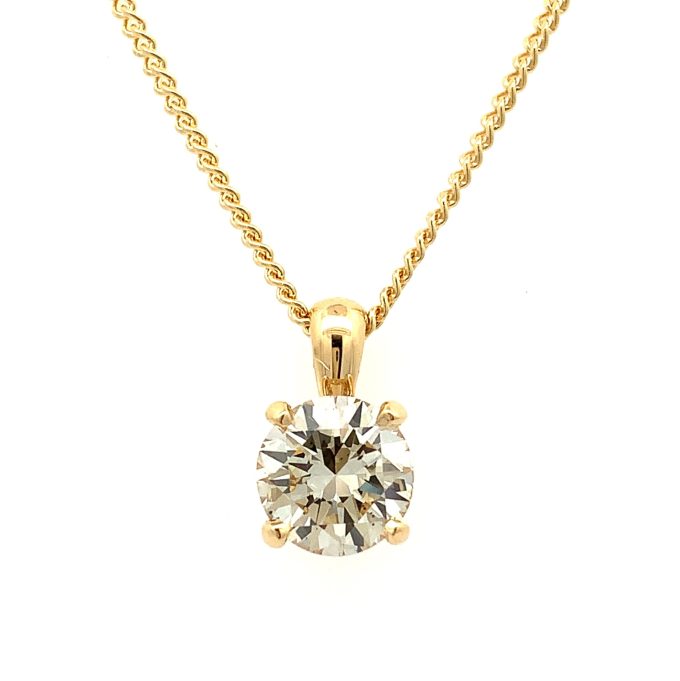 1.32ct Diamond Solitaire Yellow Gold Necklace