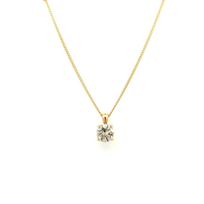 1.32ct Diamond Solitaire Yellow Gold Necklace