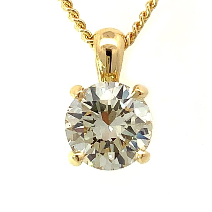 1.32ct Diamond Solitaire Yellow Gold Necklace