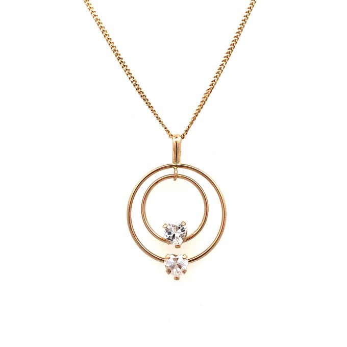 Yellow Gold CZ Circles Necklace