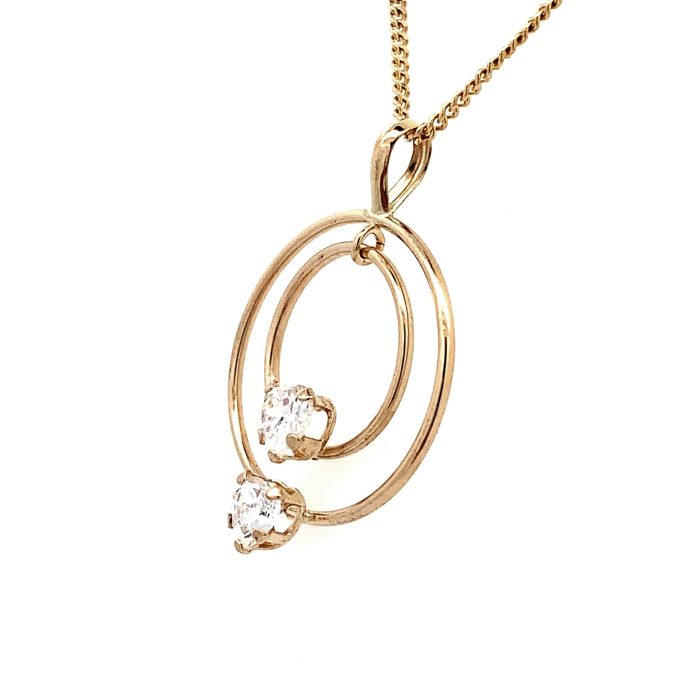 Yellow Gold CZ Circles Necklace