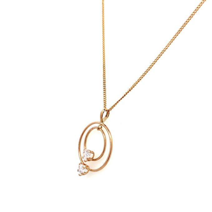 Yellow Gold CZ Circles Necklace