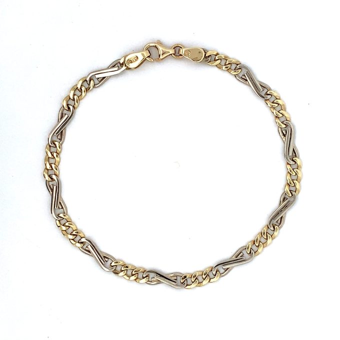 9ct Two Tone Gold Infinity Link Bracelet