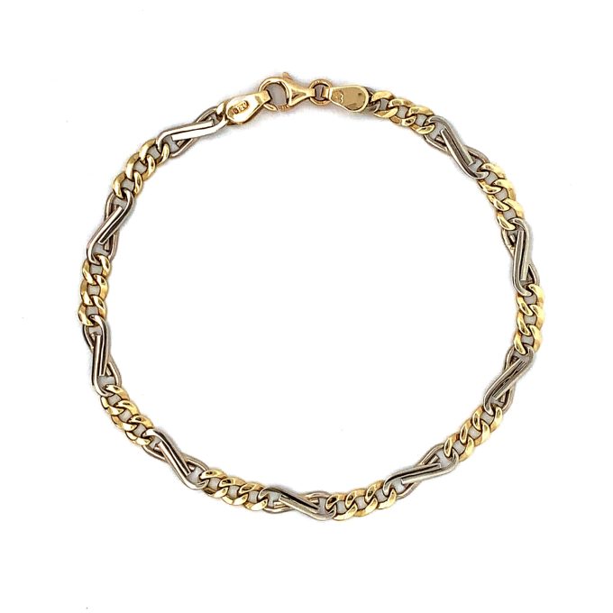 9ct Two Tone Gold Infinity Link Bracelet