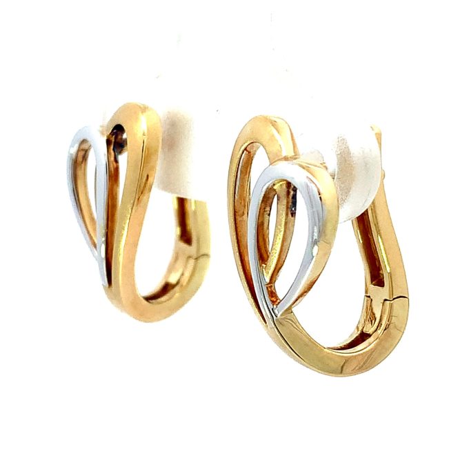 Two Tone Gold Lever Back Earrings
