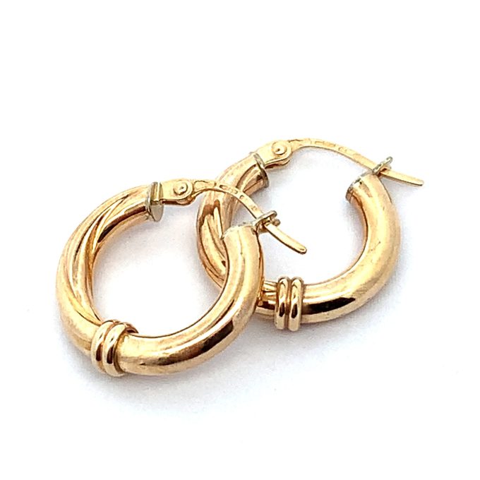 9ct Yellow Gold Twist Detail Hoop Earrings
