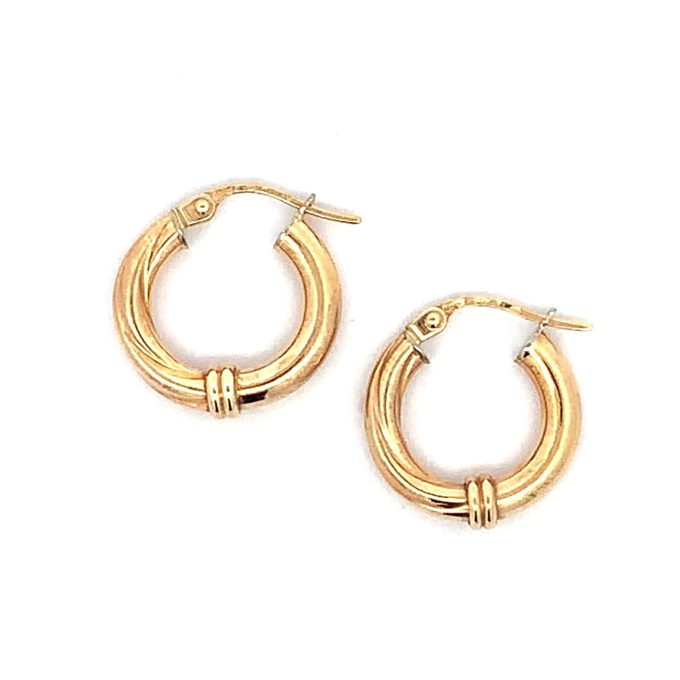 9ct Yellow Gold Twist Detail Hoop Earrings