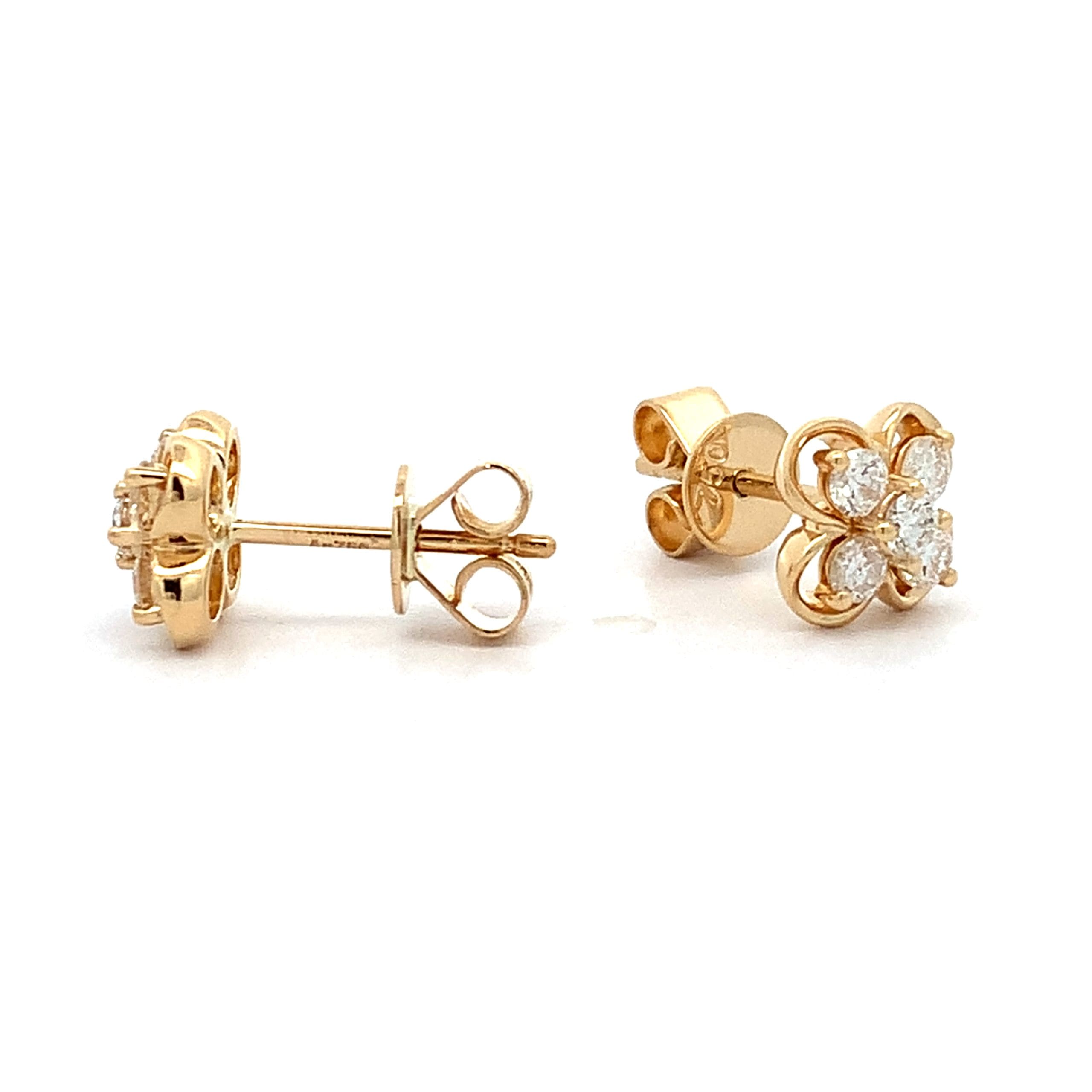18ct Gold Quatrafoil Diamond Stud Earrings