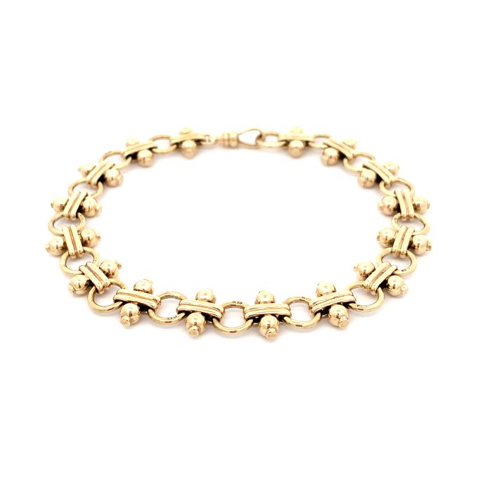 9ct Yellow Gold Beaded Fancy Link Bracelet