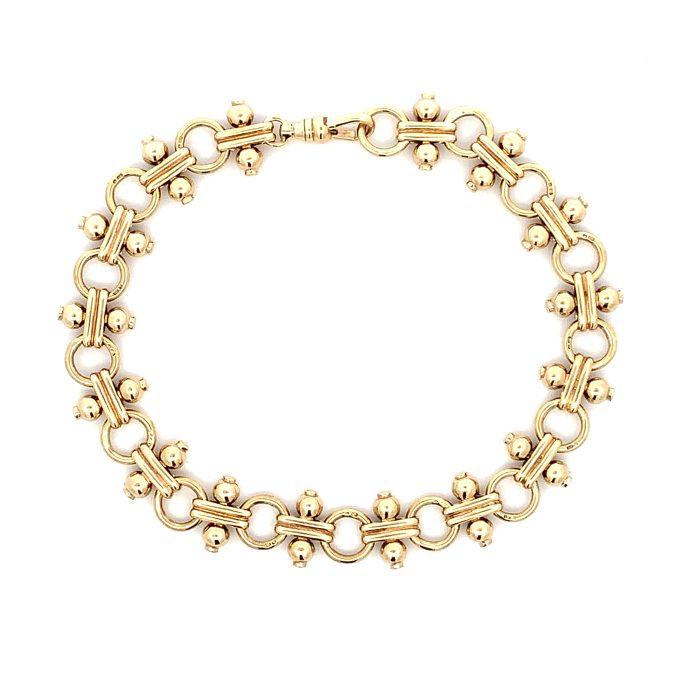 9ct Yellow Gold Beaded Fancy Link Bracelet
