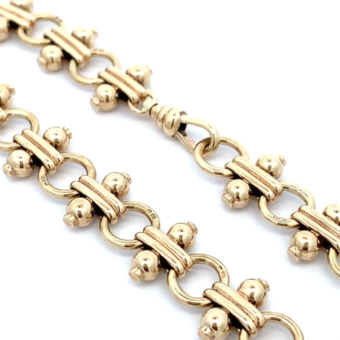 9ct Yellow Gold Beaded Fancy Link Bracelet