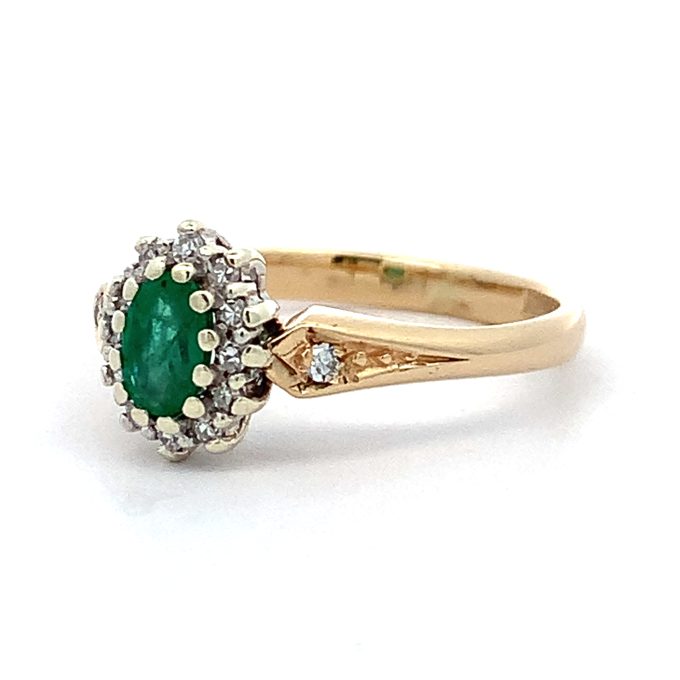 Vintage Emerald and Diamond Cluster Ring