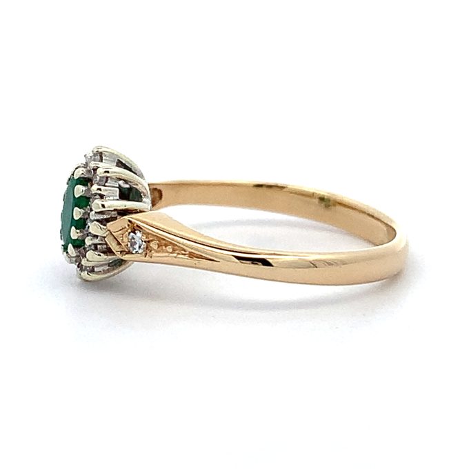Vintage Emerald and Diamond Cluster Ring