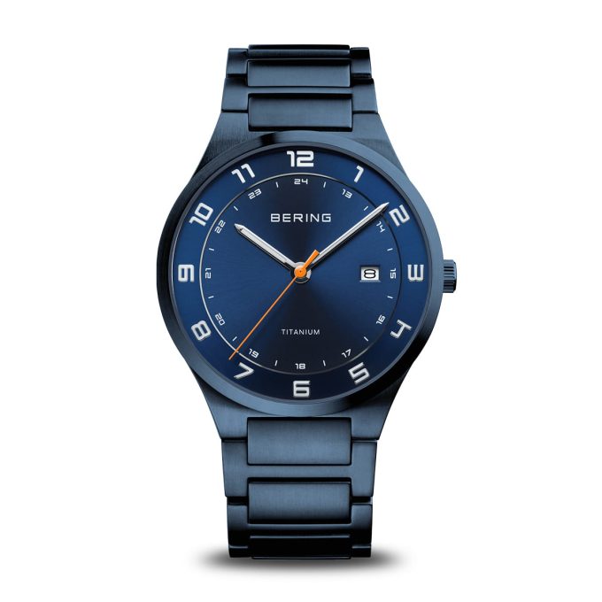 Bering Gents Blue Titanium Date Watch 15139-797