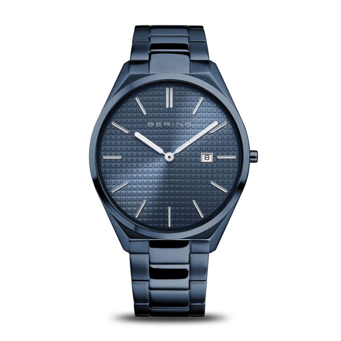 Bering Gents Brushed Blue Date Watch 17240-797