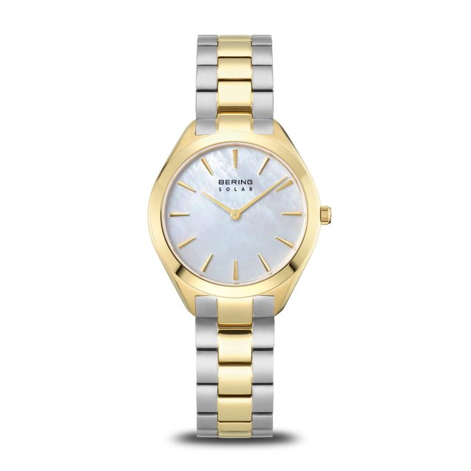 Bering Ladies Two Tone Mother of Pearl Solar Watch 17331-710