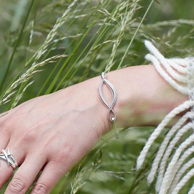Kit Heath Entwine Silver CZ Pave Bangle